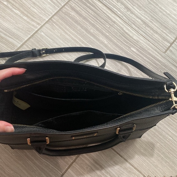 Kate Spade black leather purse with top handle and long strap - Picture 3 of 7